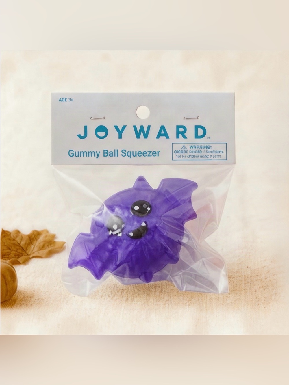 Joyward Halloween Gummy Ball Squeezer Lot of 2 Purple Bat & Orange Pumpkin NIP - Picture 3 of 3